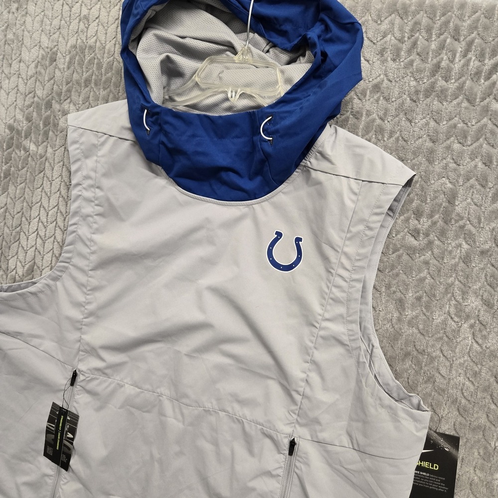NWT Men's Nike Shield On-Field Indianapolis Colts Hooded Sleeveless‎ Jacket XL